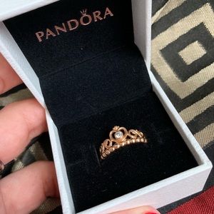 rose gold pandora princess ring